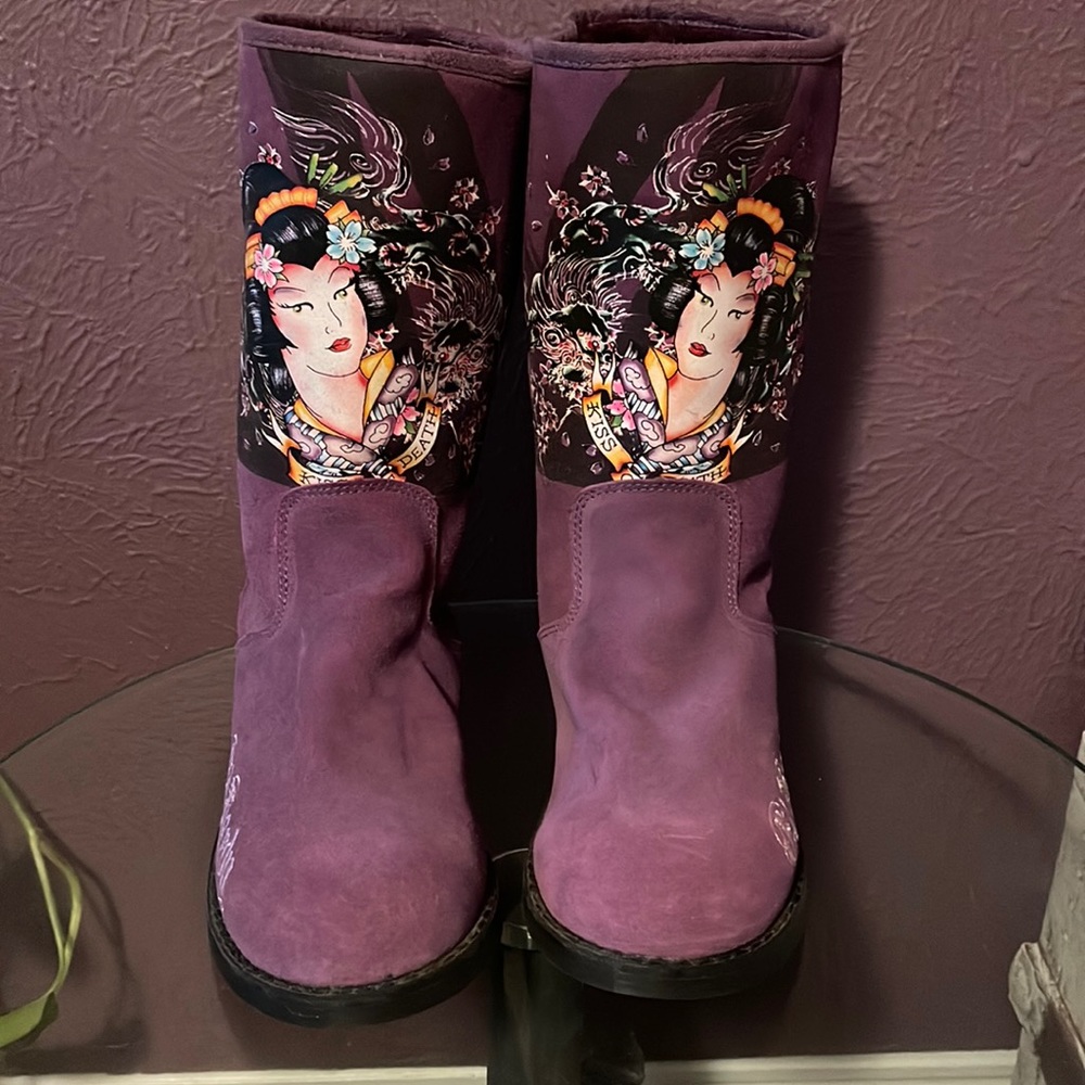 Ed Hardy Purple Boots